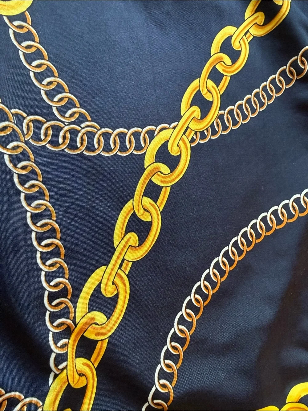 Designer Girls' Navy One-Piece Swimsuit with Gold Chain Print